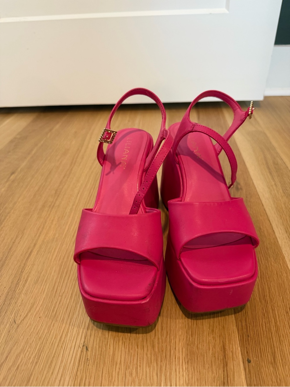 Liliana Hot Pink Platform Slingback Sandals